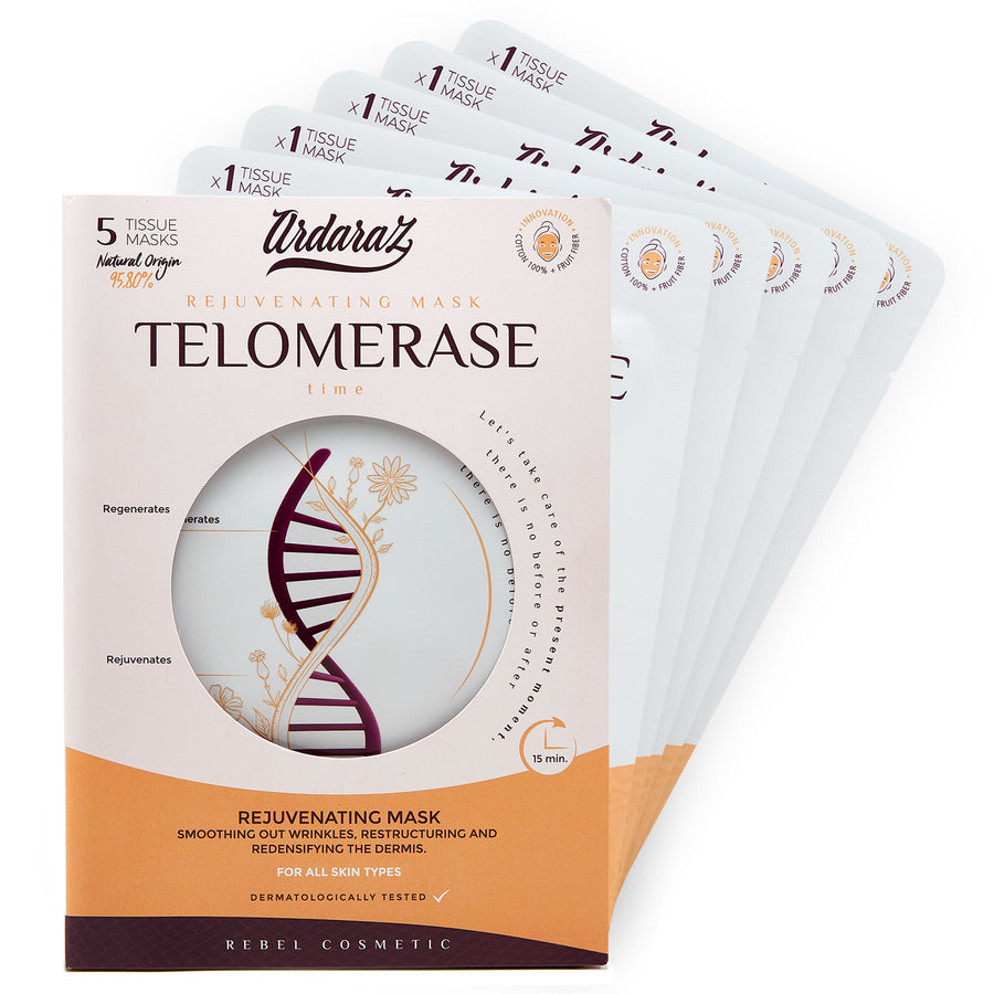 Ardaraz pack 5 mascarillas faciales hidratantes de Telomerasa y Ácido Hialurónico