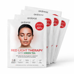 Ardaraz Pack 5 Mascarillas Faciales Té Verde para Terapia de Luz Roja: Antiarrugas e Hidratación