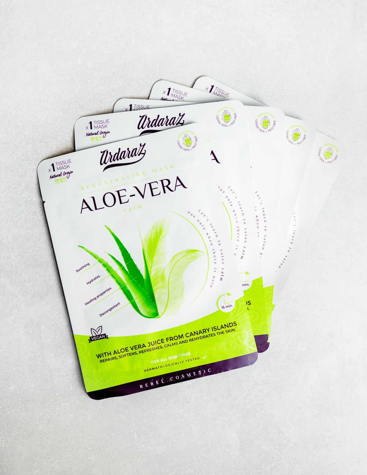 Pack 5 Mascarillas Aloe Vera: Alivia, Suaviza y Restaura la piel